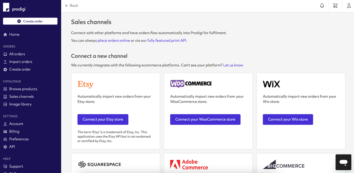Sales channel config