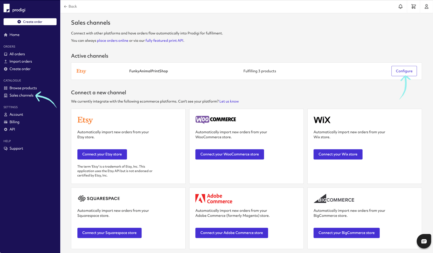 Prodigi sales channels
