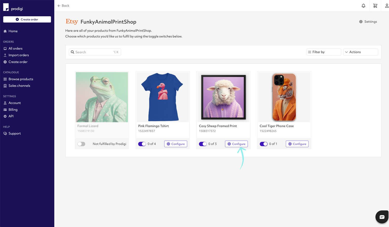Sales channel product list