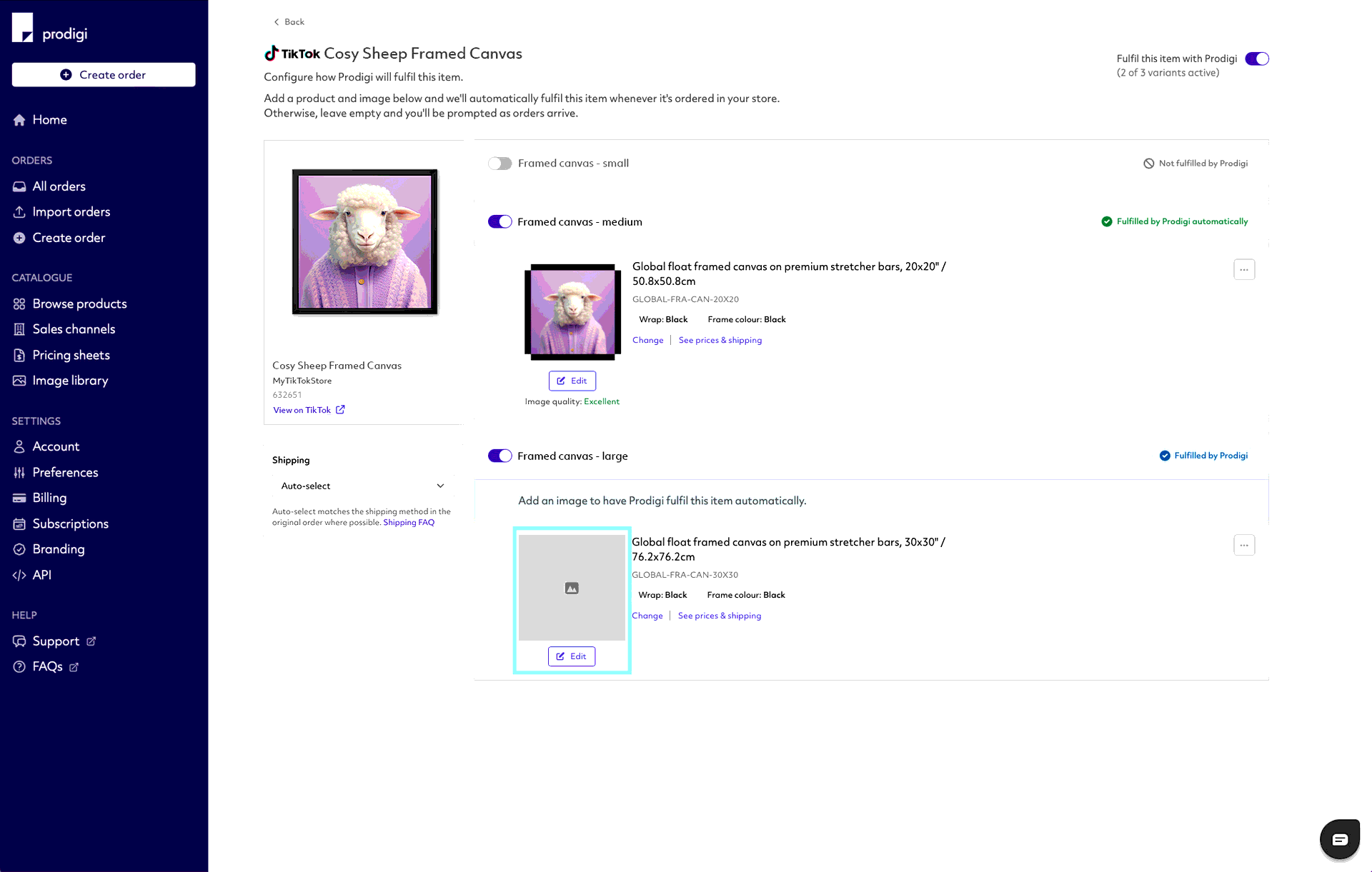Review or personalise your TikTok order, step 1