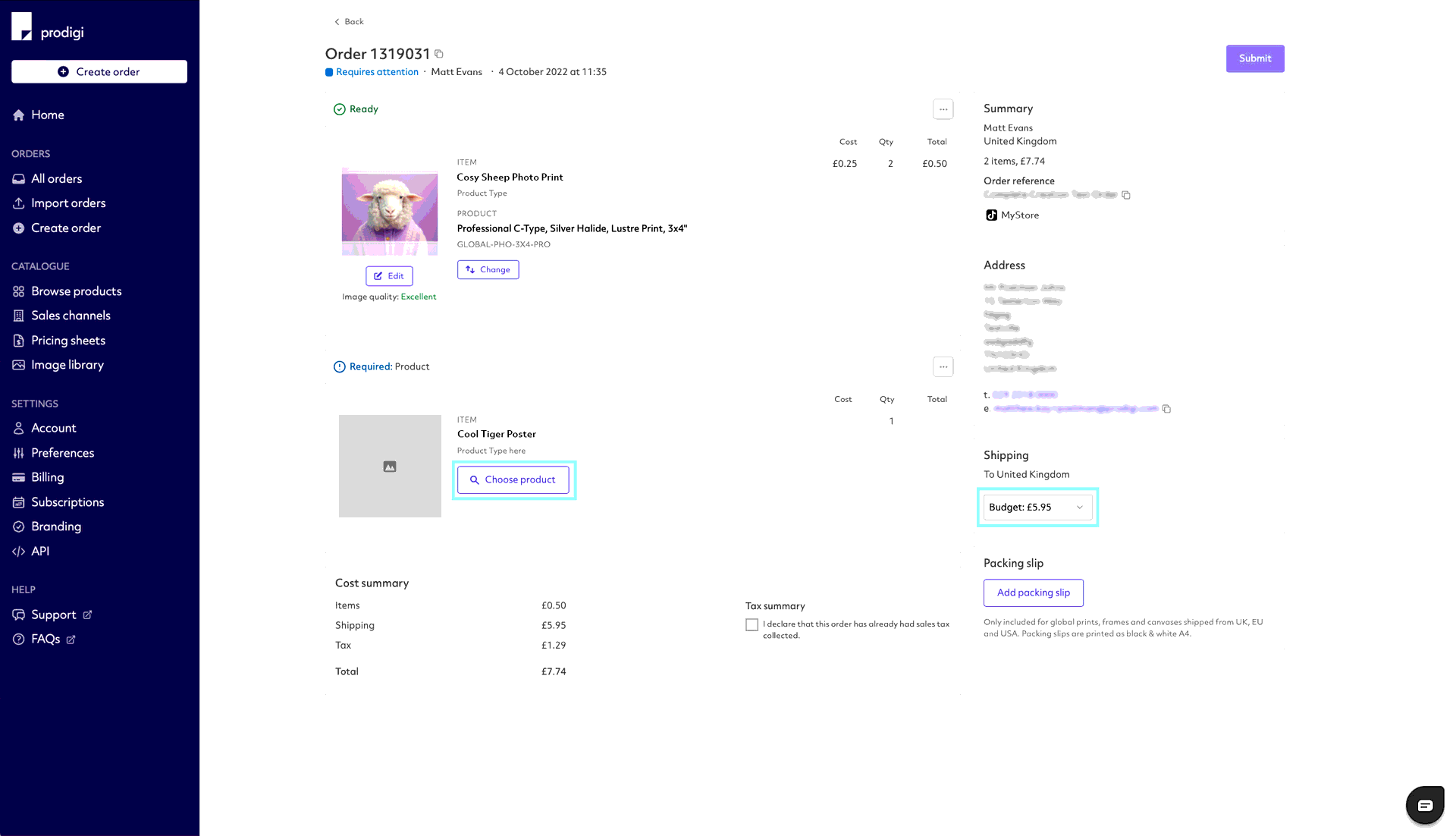 Review or personalise your TikTok order, step 3