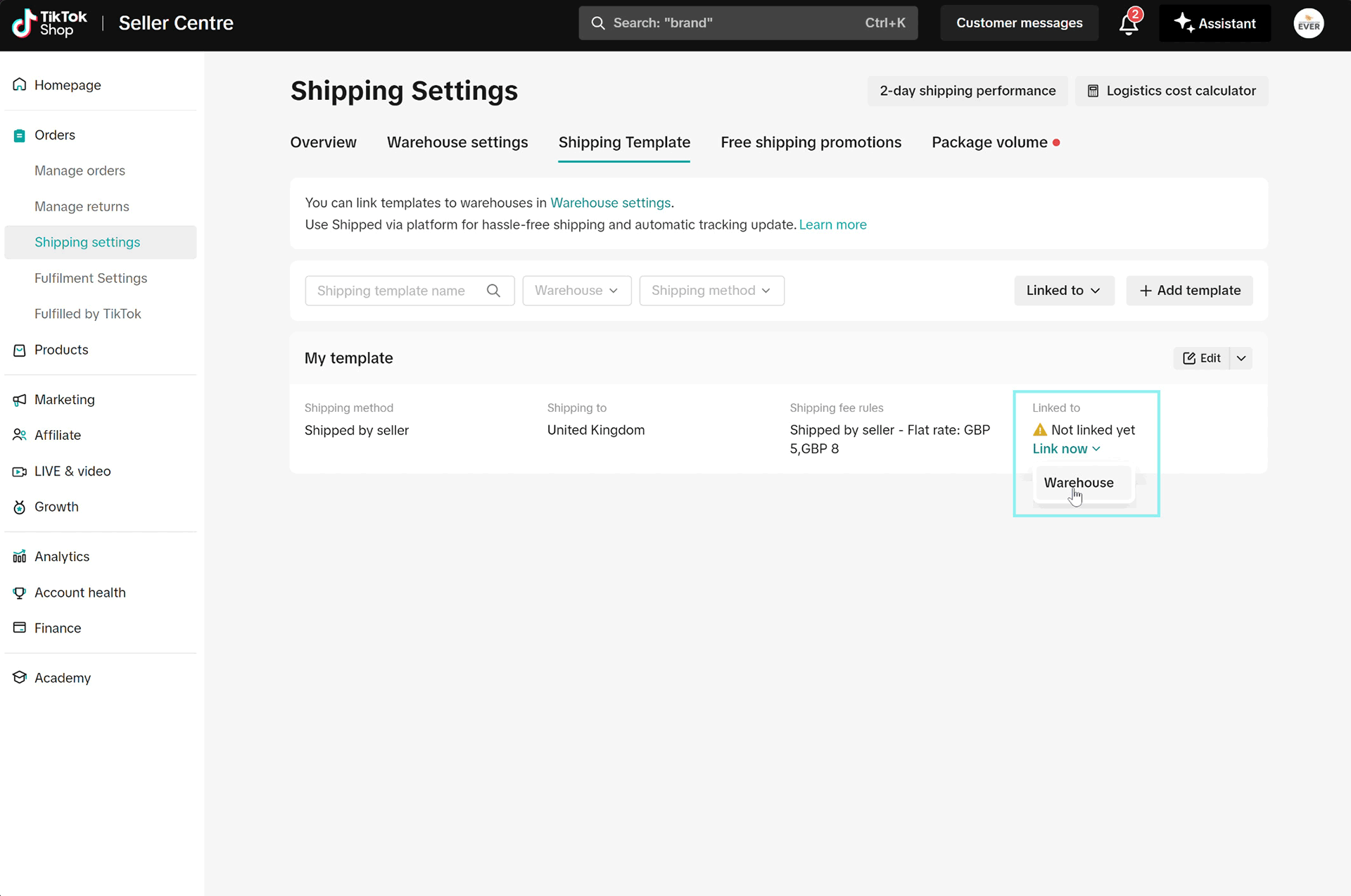 Prodigi sales channels with an active channel